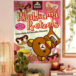 Japan Anime Cartoon Rilakkuma Printed Large Wall Tapestry Art Science Fiction Room Home Decor Decor Blanket