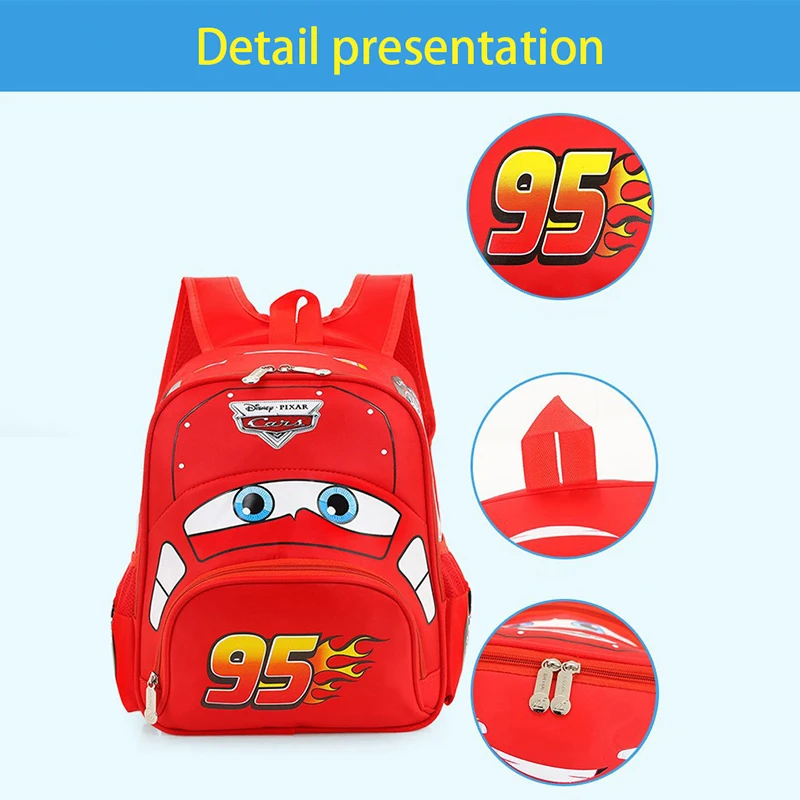 حقيبة ظهر ديزني بتصميم طباعة ثلاثية الأبعاد للسيارة للأطفال بسعة كبيرة حقيبة مدرسية مقاومة للماء هدايا للأولاد