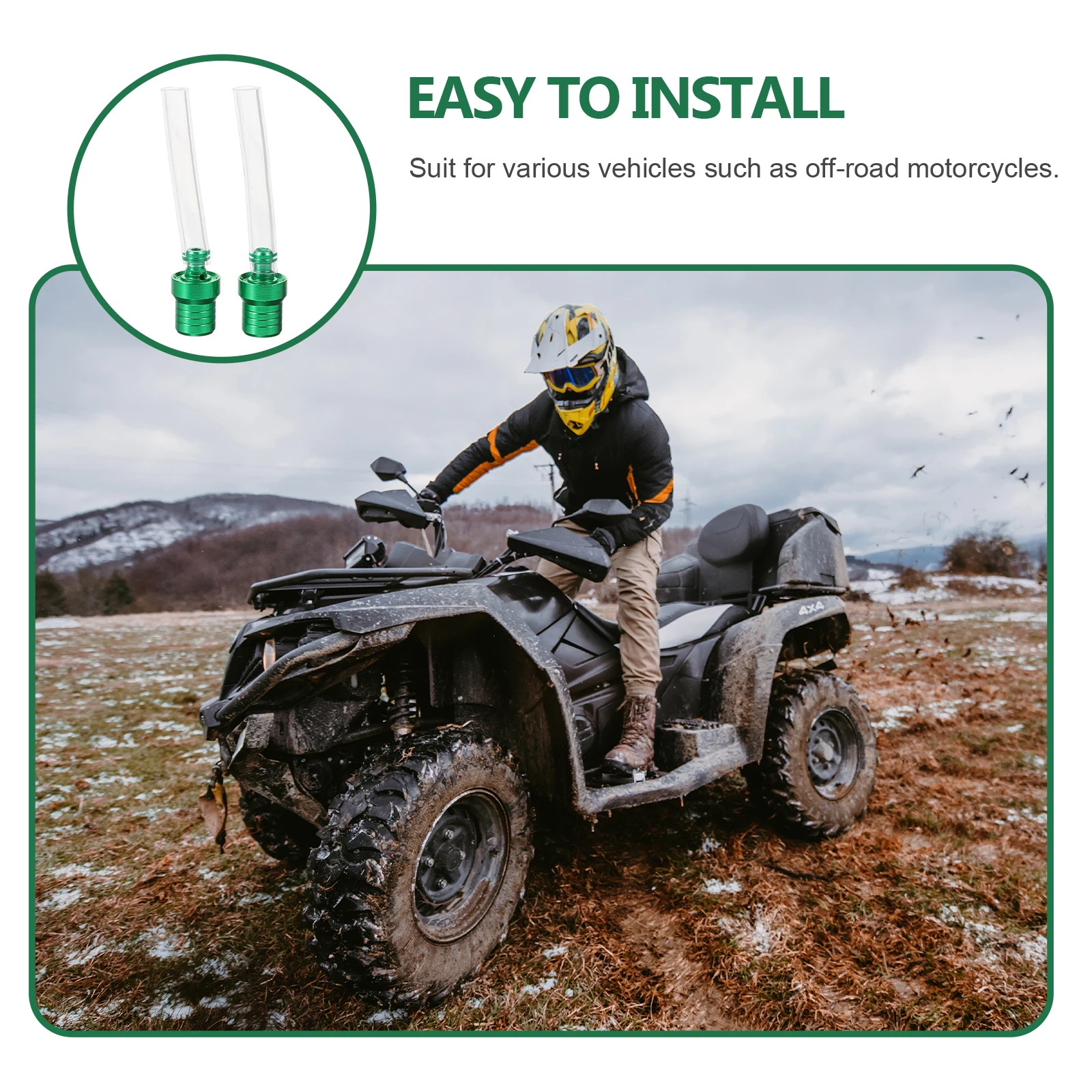 

2pcs Green Motorcycle Gas Cap ATV Vent Tube CNC Aluminum Alloy Tank Caps Off Road Accessories Fuel System