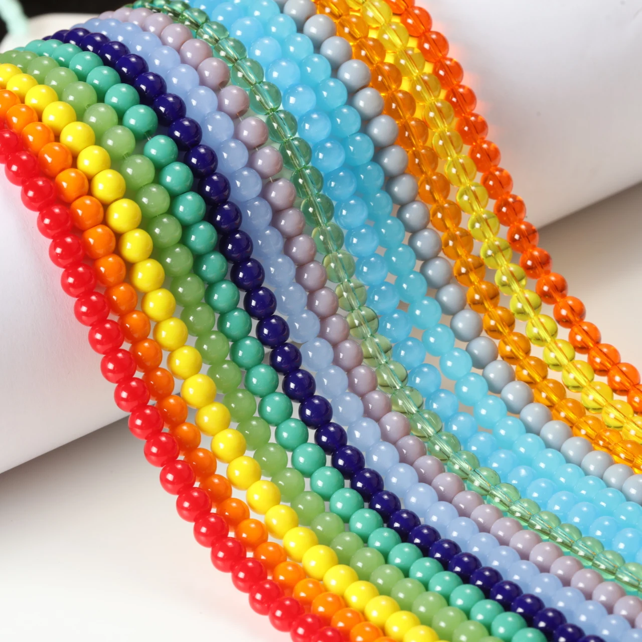 375Pcs 30-Color Glass Beads Jewelry Making 6mm Round Party-Style Beads for DIY Bracelets, Beading Starter Crafts Gift