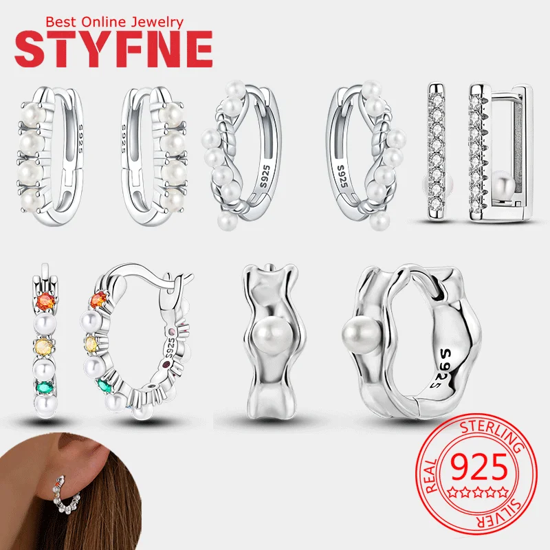 

Pearl Earring for Women 925 Sterling Silver Hoop Earring Jewelry Fashion Graduation Birthday Gifts for Girls Teen