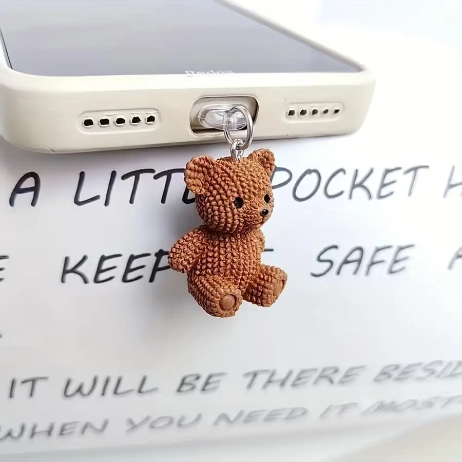 1/5/10/20/50/100pcs Pingente de Ursinho Fofo para Tampão de Poeira de Celular, Acessório de Decoração para Celular, Adequado par