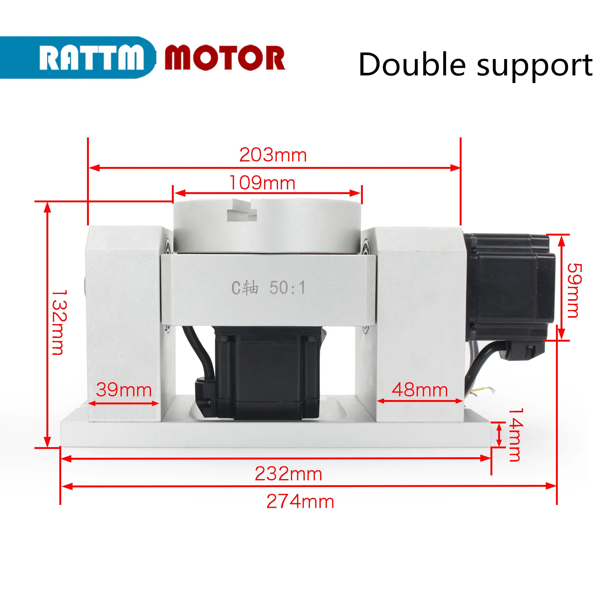 RATTM MOTOR CNC 4th Axis 5th Axis Rotary Table Fifth 4th A&C Axis Harmonic drive Rotary Table Gearbox Reducing ratio 50:1