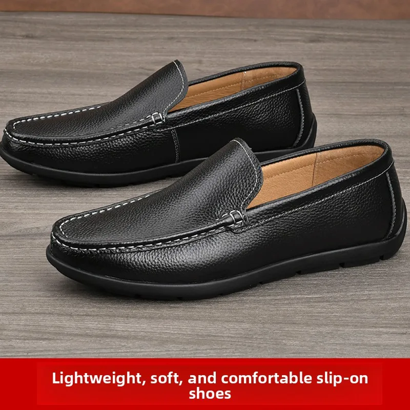 

Top Layer Cowhide Flat Bottomed Men's Leather Shoes Are Comfortable and Soft, with Exquisite Soft Soles Designed By Loafers Men