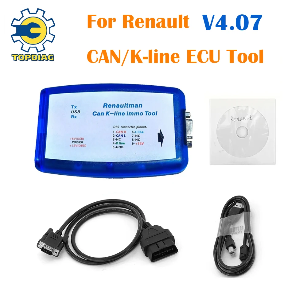 for Renault CAN K-line Immo Tools V4.07 For OBD2 Fully Automatic ECU Programmer Read Write EEPROM Key Card Programming Tool