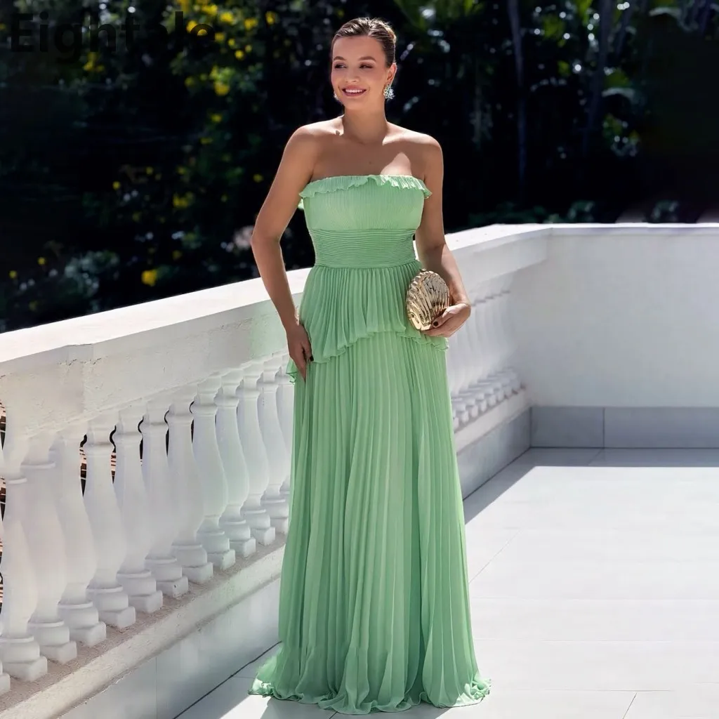 

Eightale 2025 мятно-зеленое шифоновое плиссированное вечернее платье макси трапециевидной формы, платье для выпускного вечера в Саудовской Аравии, вечернее платье в Дубае по индивидуальному заказу