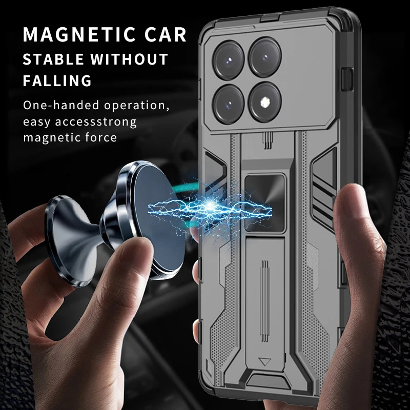 For Poco X6 Pro 5G Case Armor Kickstand Shockproof Phone Cover for Pocox6pro Poko Little X6Pro X 6 Pro Car Magnetic Holder Funda