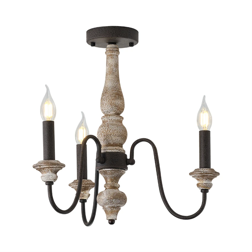 

American rustic vintage solid wood chandeliers lights restaurant lamp bedroom designer loft candle holder decora pendant lamps