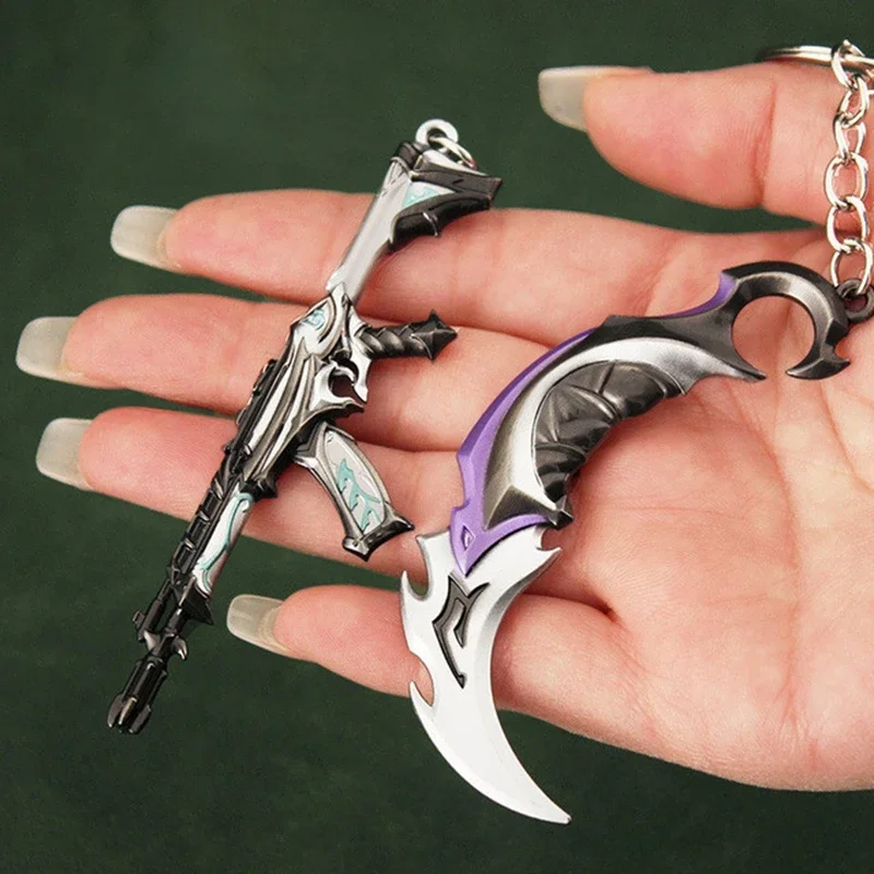 2pcs/set Valorant Melee Reaver Karambit Vandal Model Keychain for Men Boys Game Peripheral Metal Key Ring Fans Car Bag Jewelry