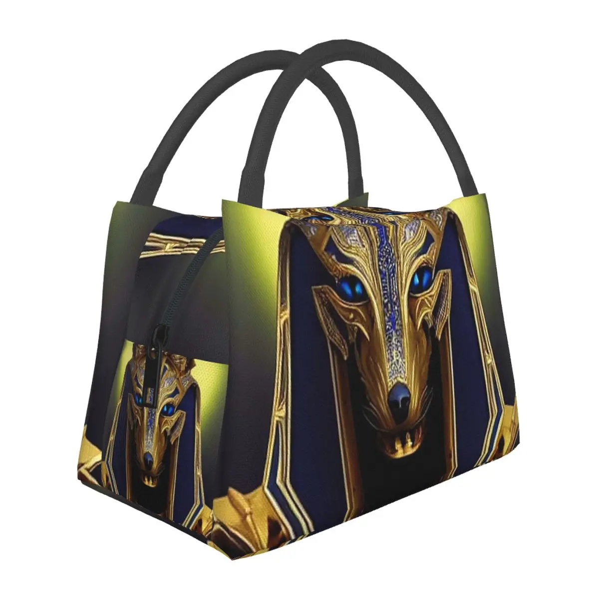 Egyptian God Anubis Art Lunch Bags Insulated Bento Box Leakproof Lunch Tote Picnic Bags Cooler Thermal Bag for Woman Girl Work