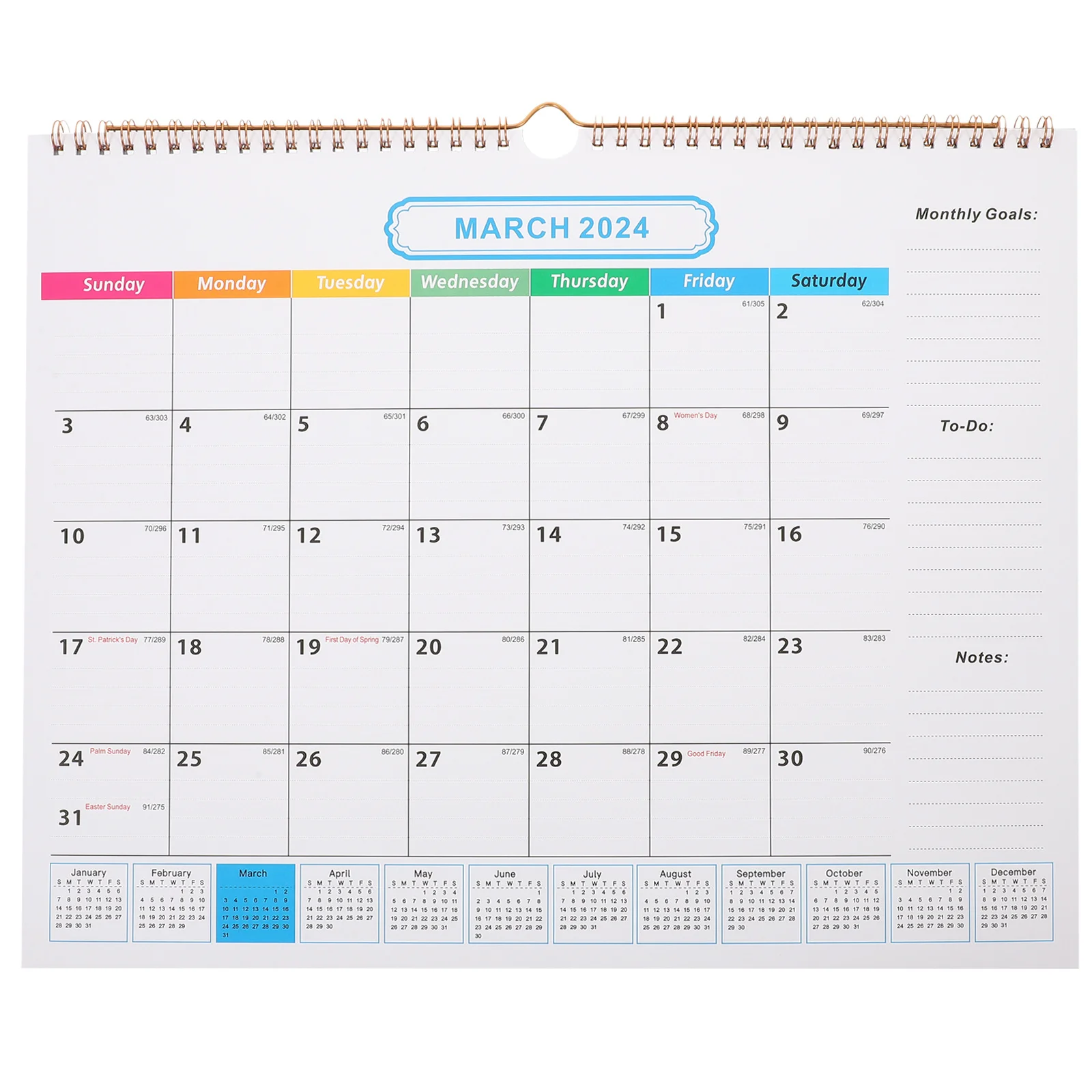 18pcs Wall Calendar 2023-2024 Monthly Planner Smooth Surface Countdown Organizer Notepad Design Sturdy Appointment Calendar For