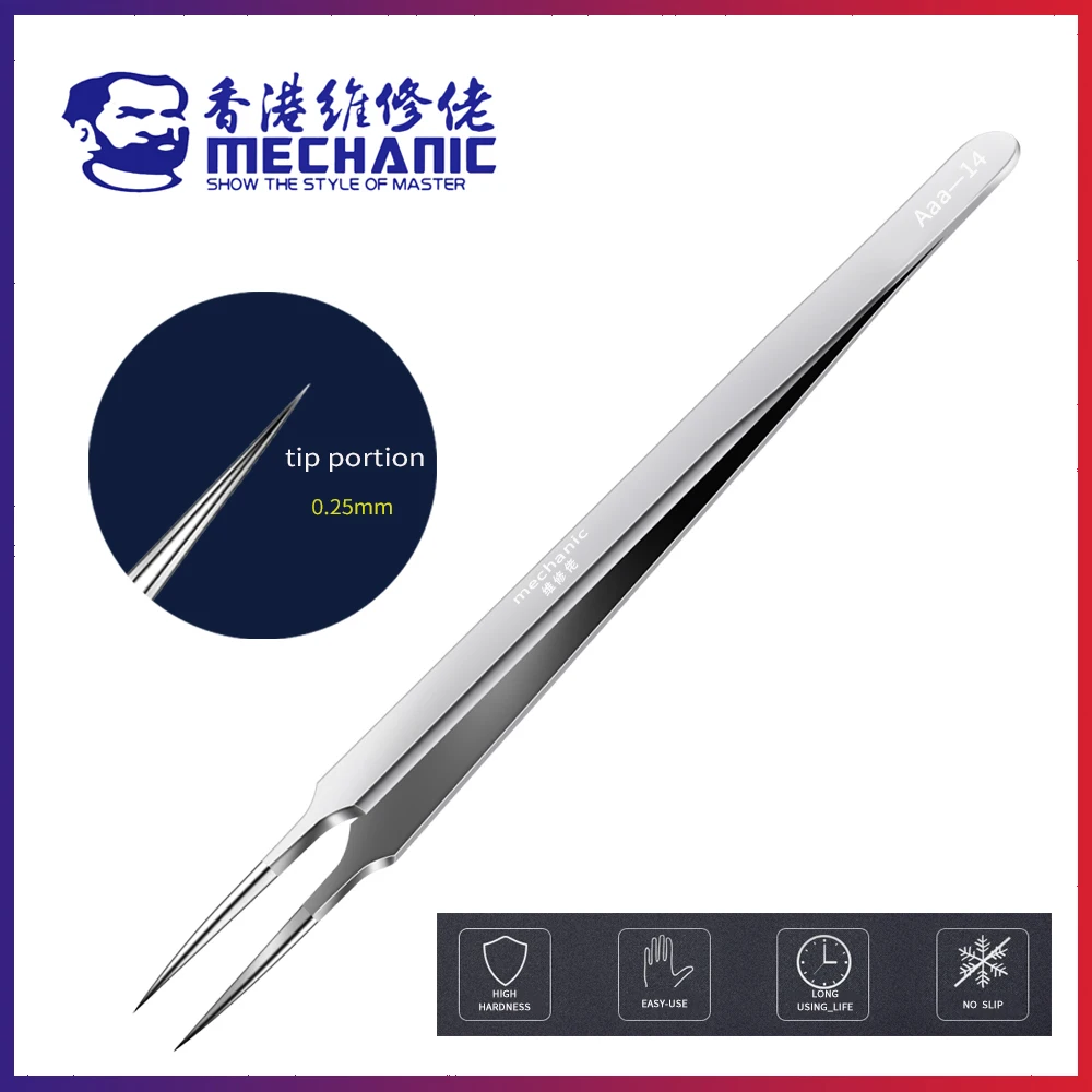 

MECHANIC Aaa-14 Aaa-15 Stainless Steel Ultra Fine High Hardness Tenacity Durable Tweezers for SMD PCB BGA Motherboard Repair