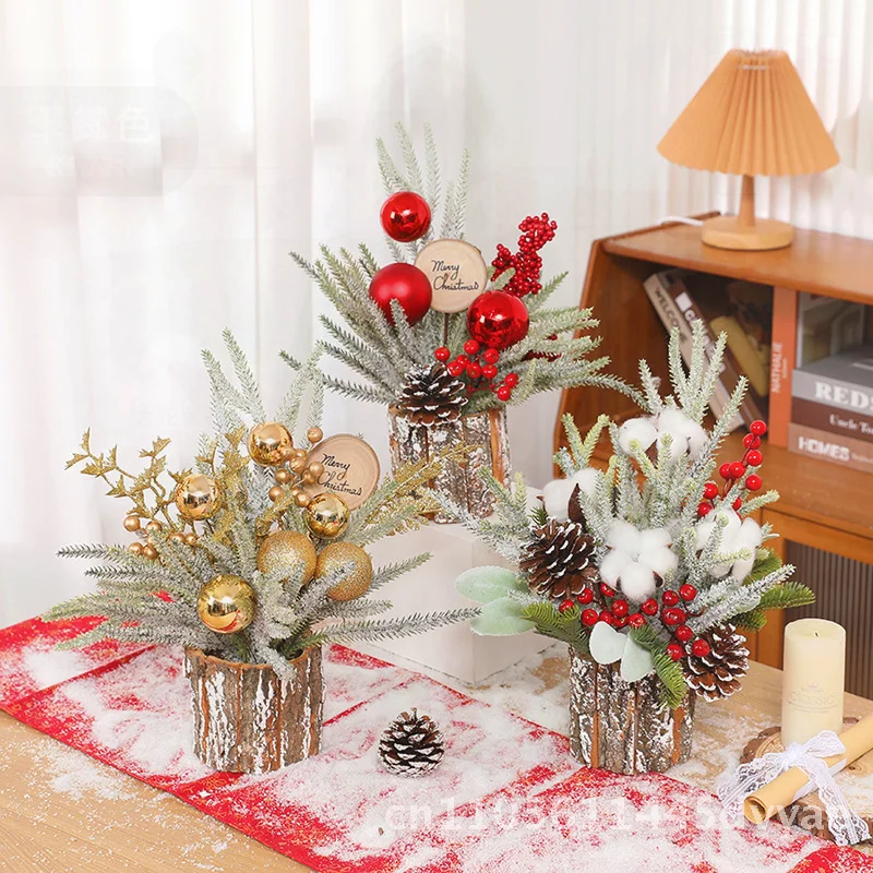 

Маленькие настольные украшения для рождественской елки, трансграничные точечные цветочные композиции, рождественская тема, полиэтиленовый материал 30 см