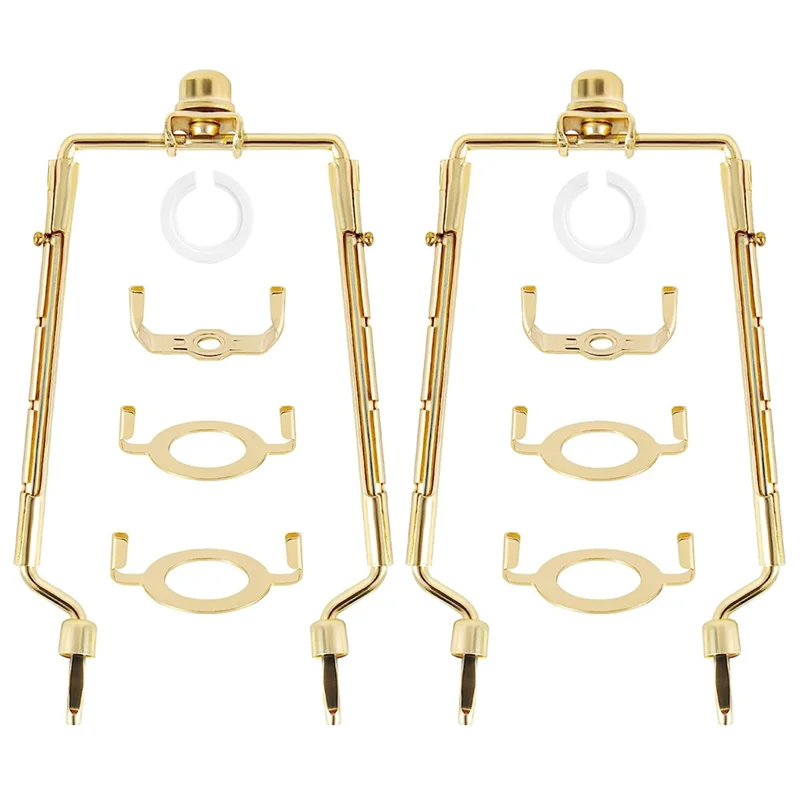 

AEE5-2PCS Lamp Shade Harp Holder 7Inch Adjustable Lamp Harp Kit Gold Horn Frame Lampshade Bracket
