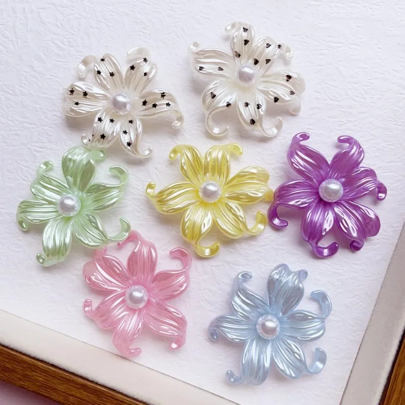 50PCS Pearlescent Oriole Tail Flower Resin Pearl Jewelry Accessories DIY Phone Case, Shoe Flower, Shoe Buckle Material