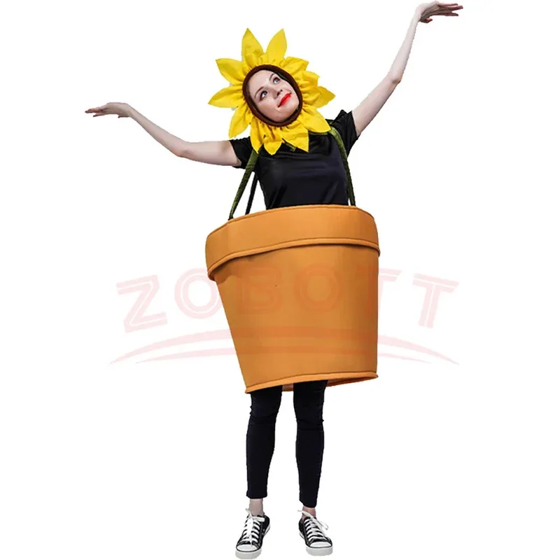 Sky06 fantasia de vaso de flores de Halloween para adultos cosplay fantasia de girassol feminino com capacete para festa temática de jardim Sunfl66lU &