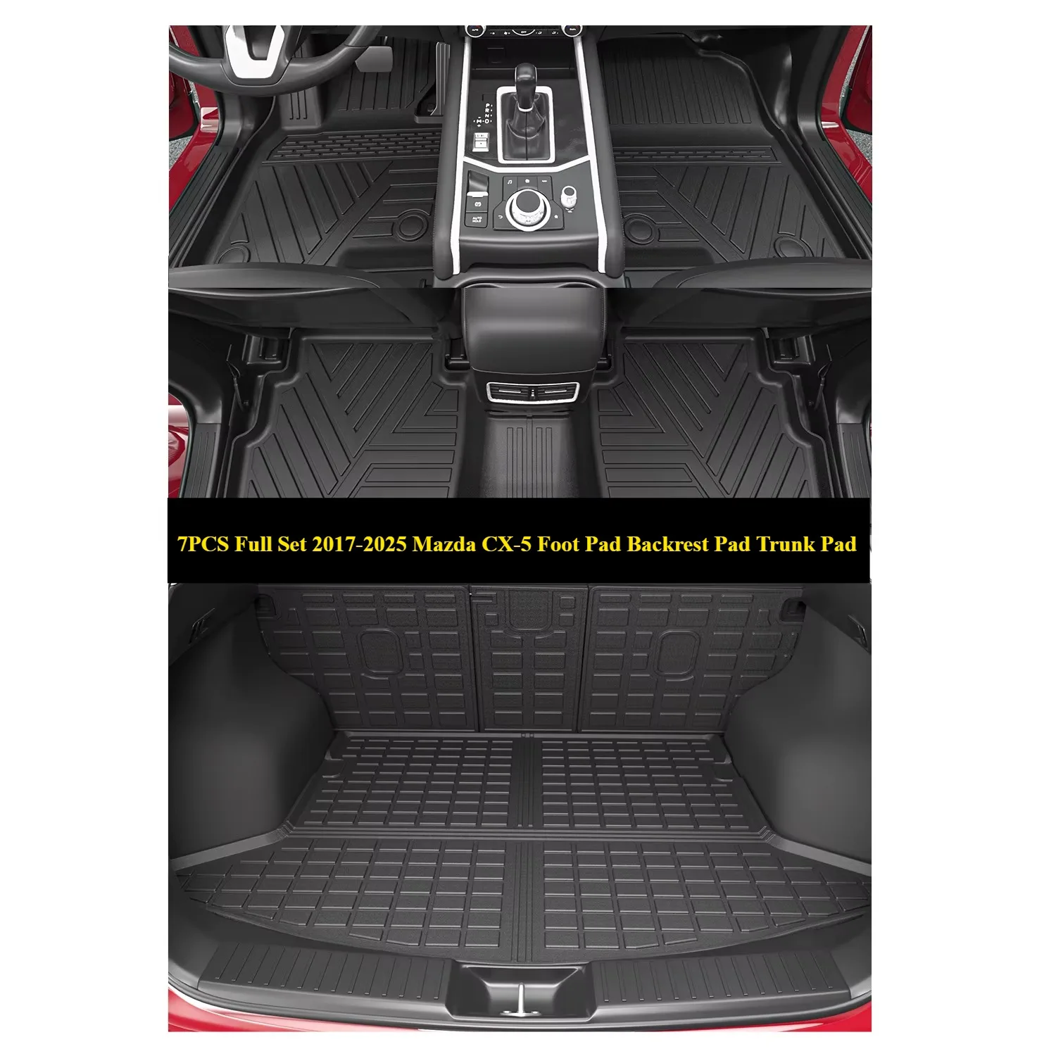 7pcs Full Set TPE Floor Mats + Trunk Mat Bed Mat for Mazda CX-5 2017-2025 SUV Waterproof Car Liners