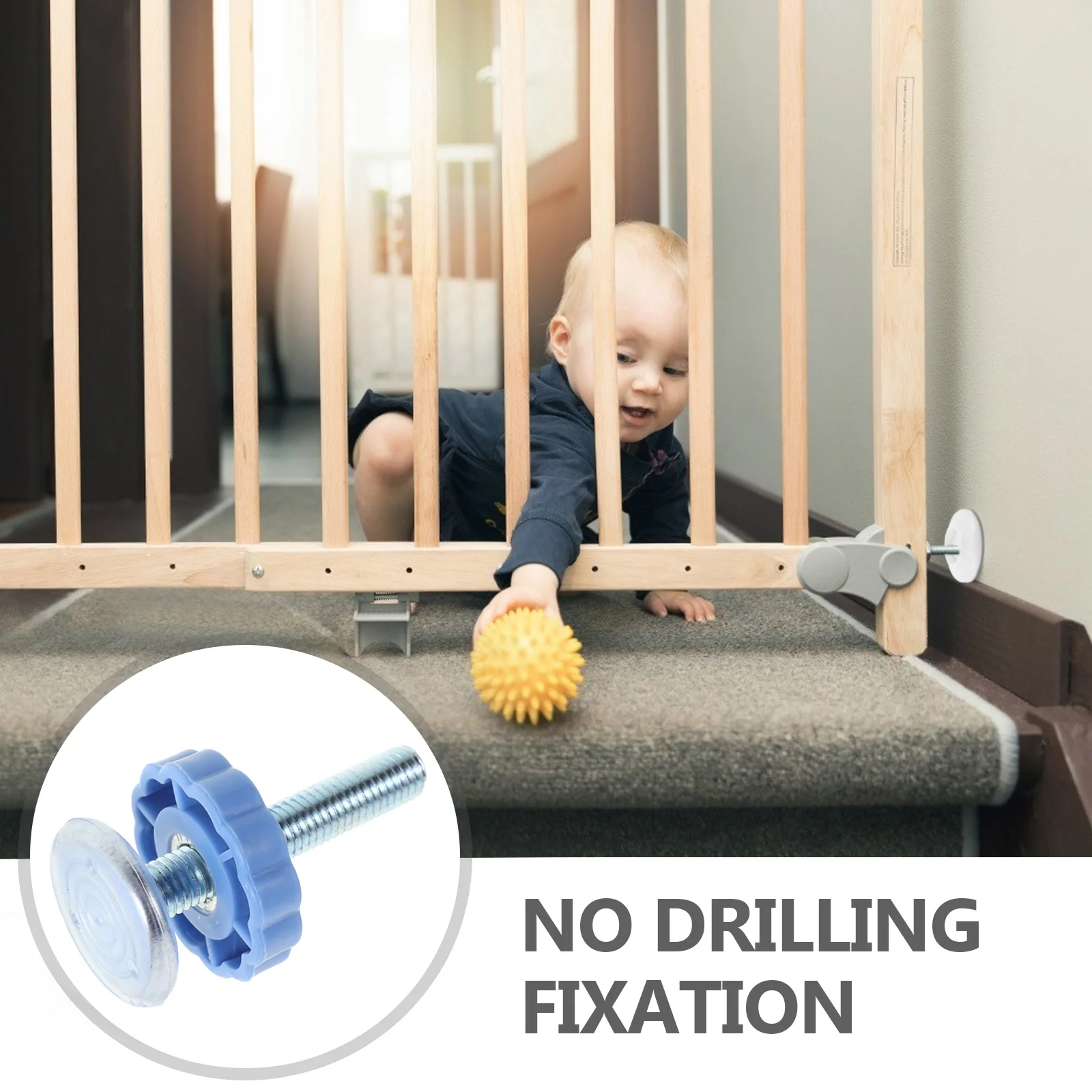 طقم استبدال قضيب المغزل الملولب لبوابة الطفل، يتصاعد الضغط القابلة للتعديل، بدون مسامير توتر تركيب المثقاب لبوابات الدرج #5