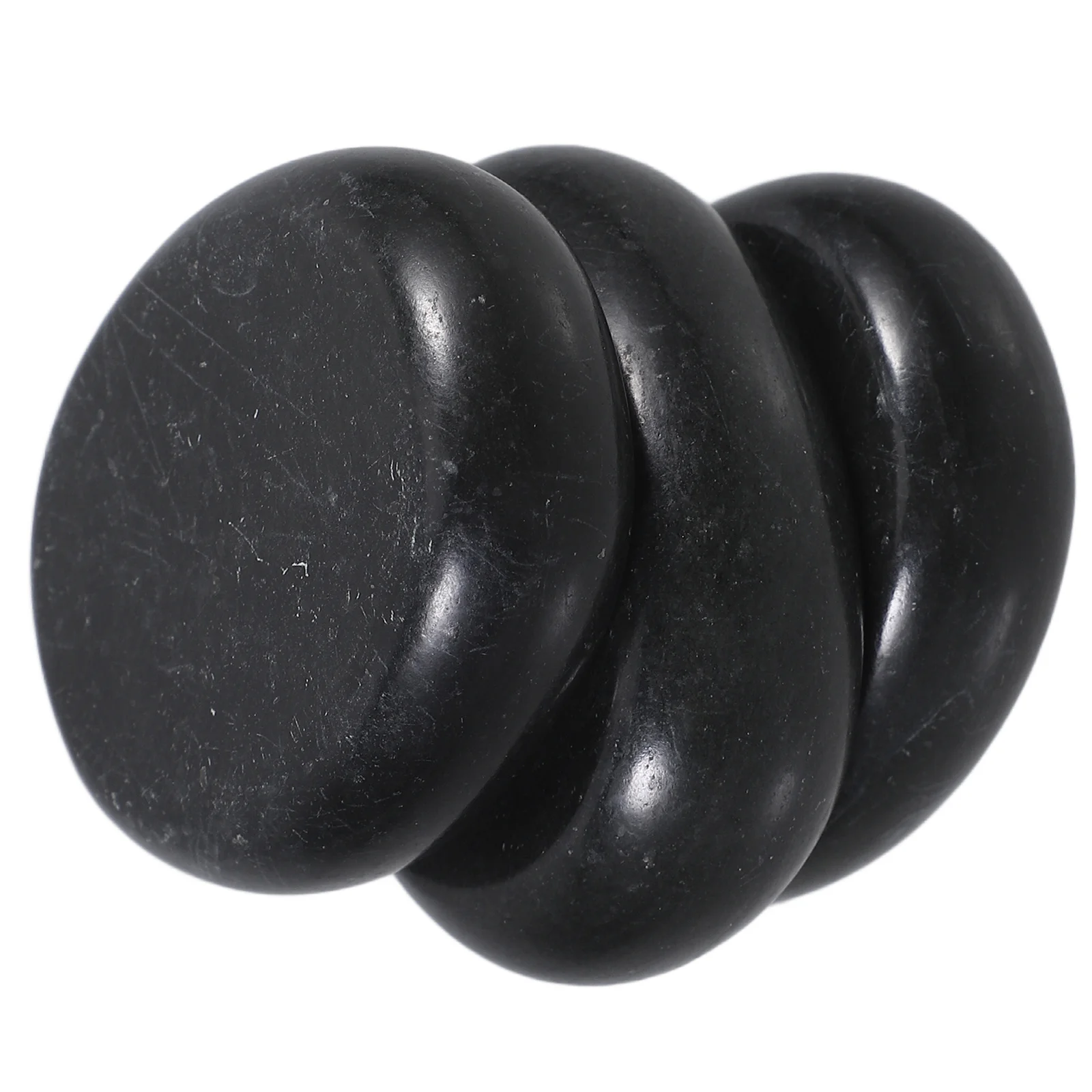 3 Buah Batu Pijat Vulkanik Batu Energi Spa Hitam Alami untuk Penyerapan Minyak Panas Perawatan Kulit Elektromagnetik
