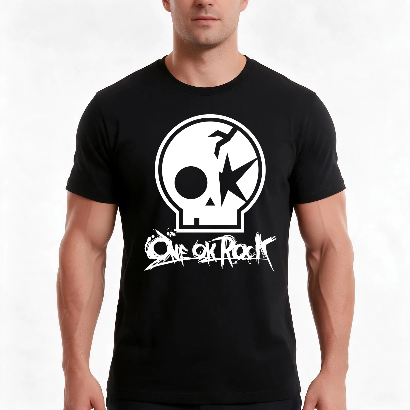 one ok rock T-Shirt, Summer Casual Cotton Tee, Oversized Streetwear Tops, Vintage Graphic Print, Loose Fit Short Sleeve