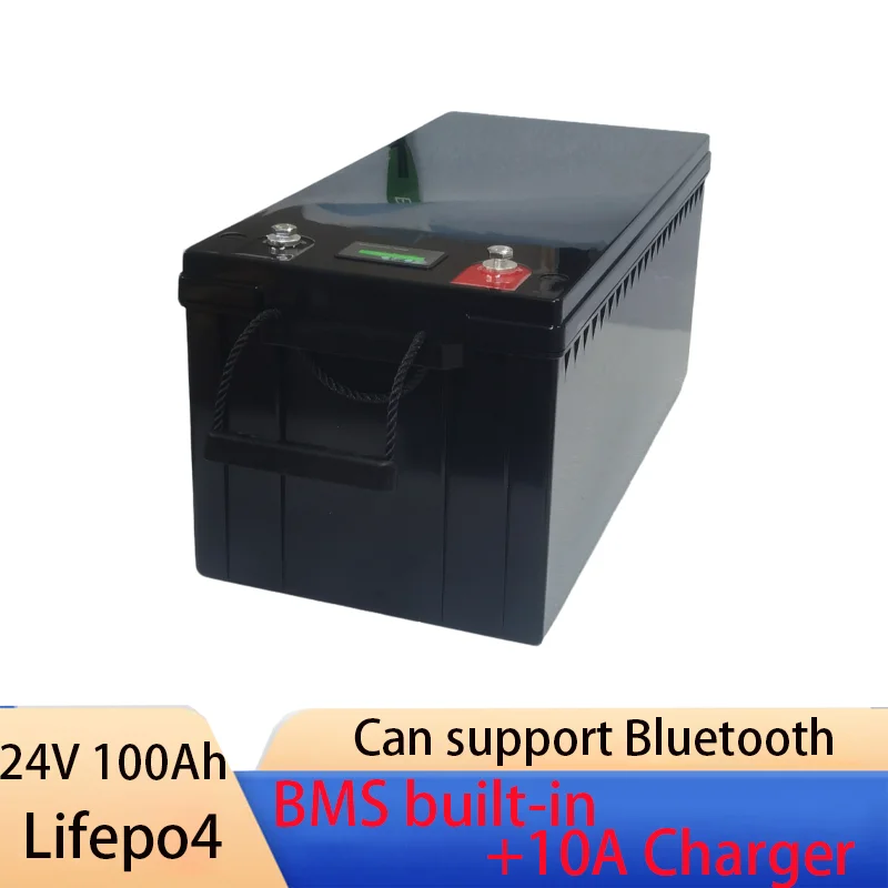 

24V 100Ah Lifepo4 Lithium Battery Pack Bms 8S For Trolling Motor Solar System Campers Motorhome+10A Charger