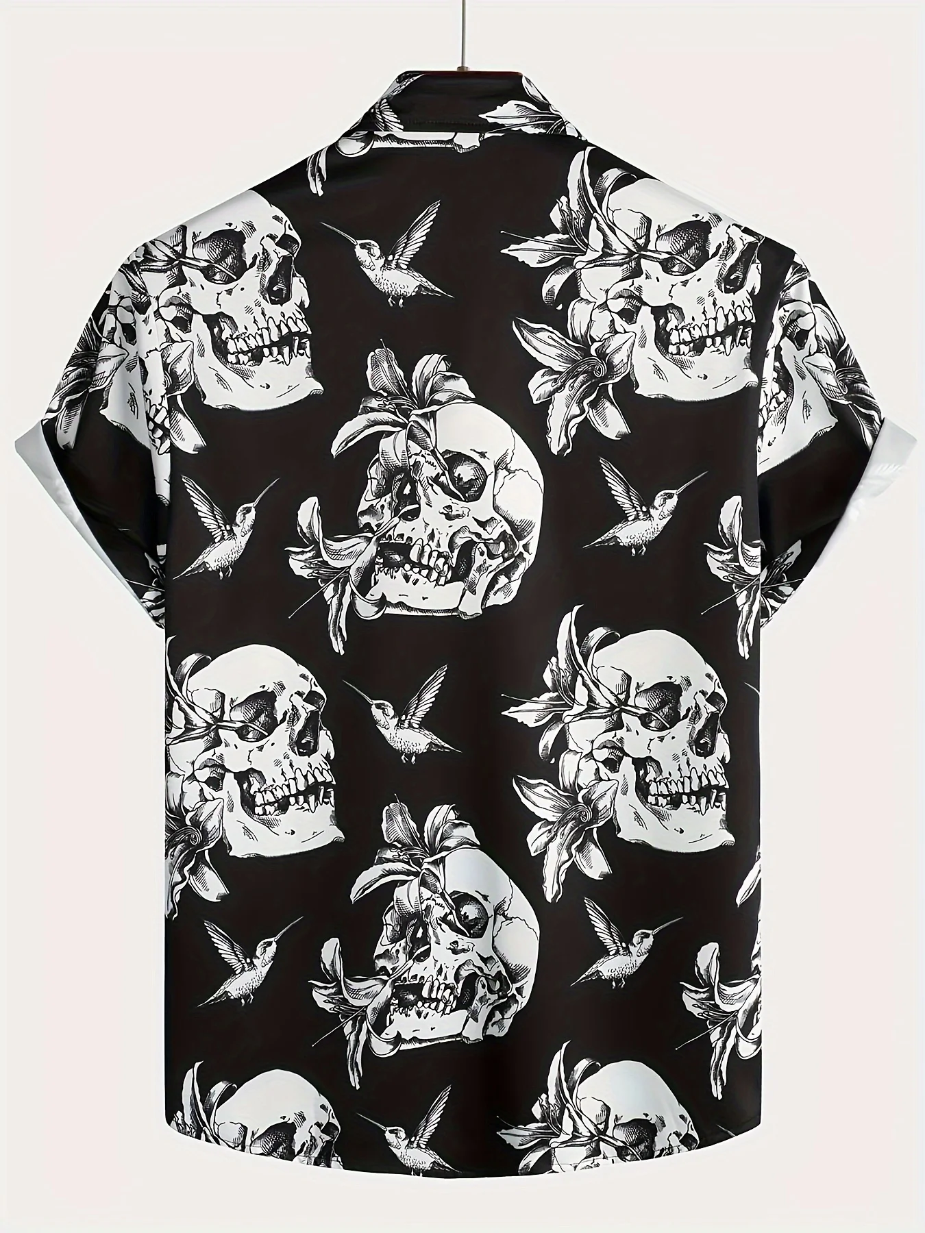 2026 Summer New Style Men's Short-Sleeved Shirt with 3D Skull Print Casual Fashionable Comfortable Soft Breathable