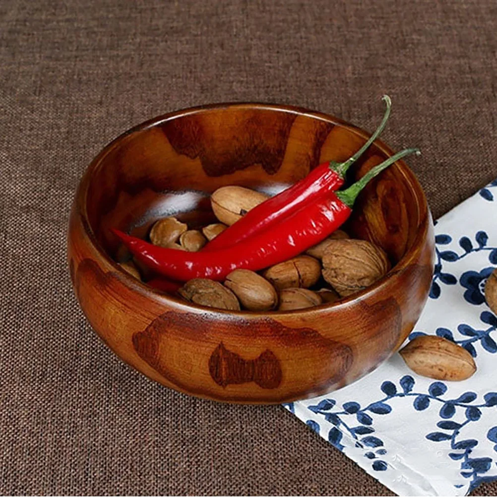 

1Pcs Wooden Round Salad Bowl Fruit Bowl Assorted Color Creative Food Serving Container for Desserts Snacks Parties Events