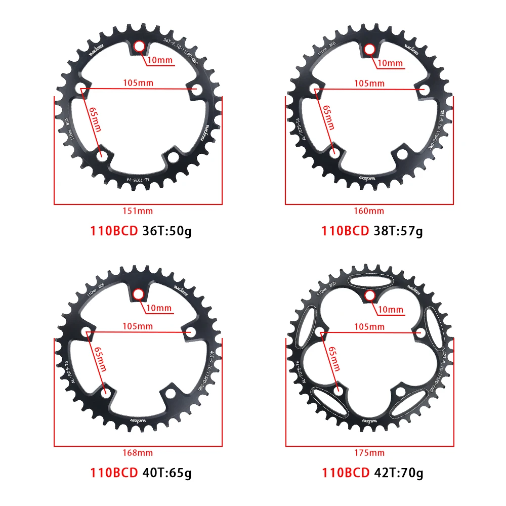 Prowheel Rennrad-Kurbelgarnitur 170 172,5mm Fahrradkurbel Schmal-Breit-Kettenblatt 36T-60T Krone 8 9 10 11 12 Gang für Shimano Teile – Detail 9