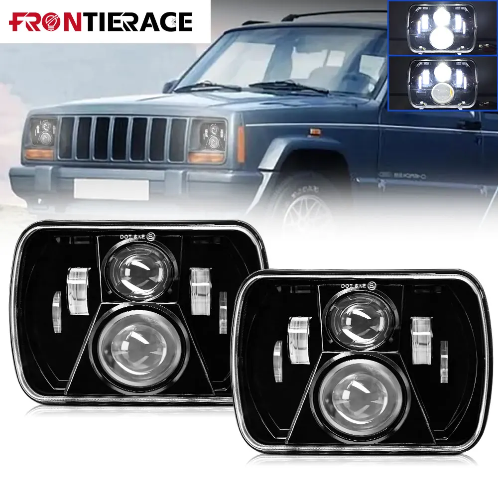 

7x6 Inch LED Headlights DRL Waterproof LED Headlight White Ealed Beam H4 for Wrangler YJ Cherokee XJ 12V24VLamp Bulb