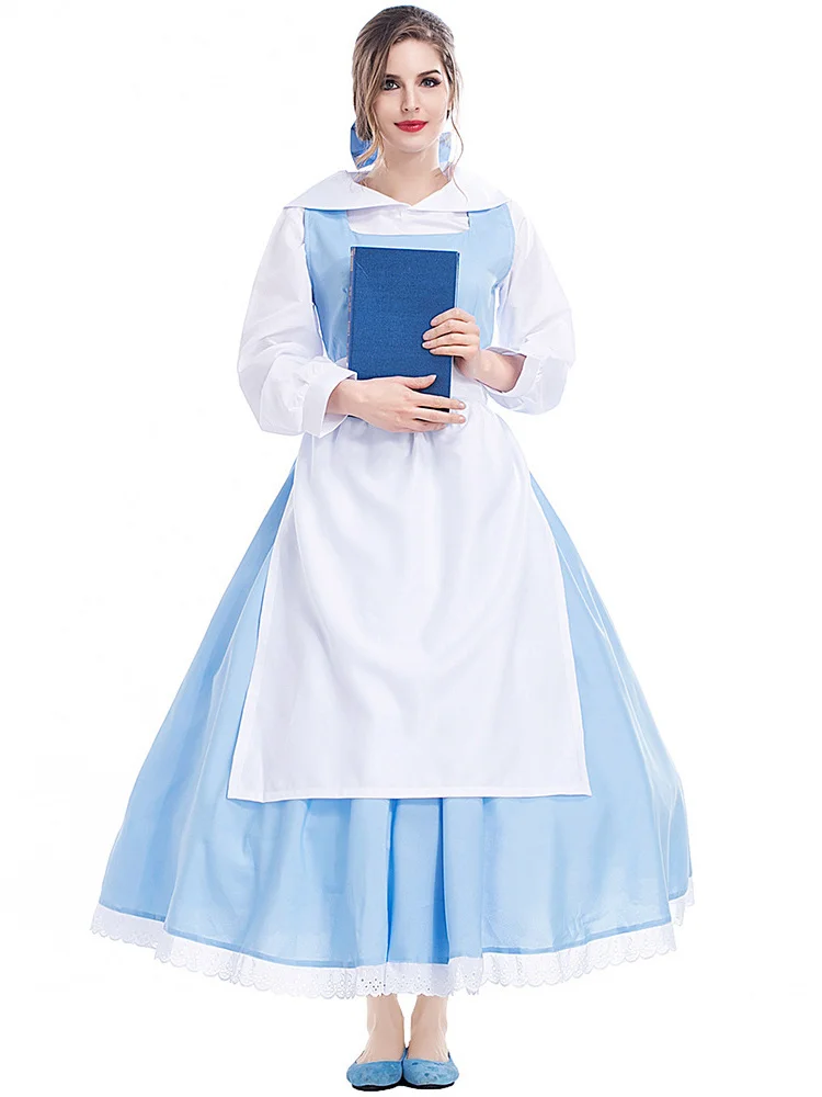 

Princ Long Skirt Costume loween Fem Servant Performance Clothes Beau And the Beast Sle Fem Cuser Outfit