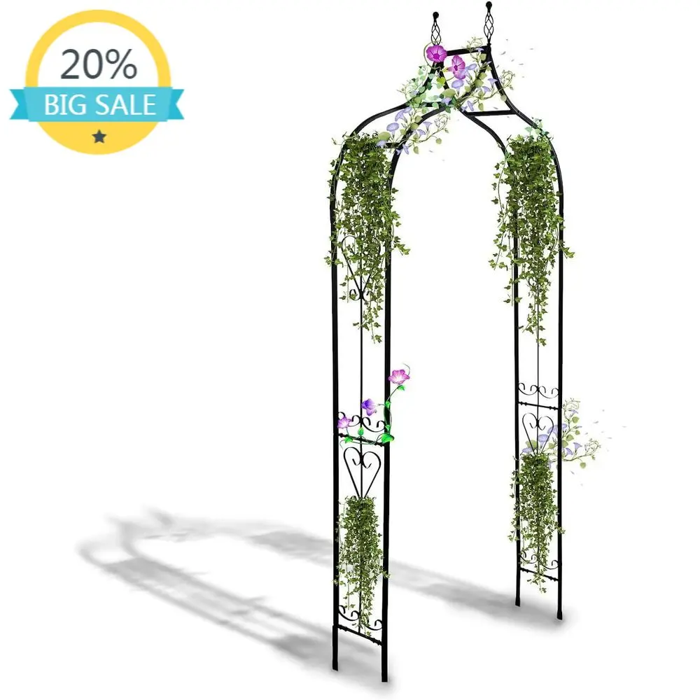 

Elegant Black Iron Garden Arch, 14.2x46.5x98.4, Perfect for Climbing Plants, Outdoor Weddings & Parties