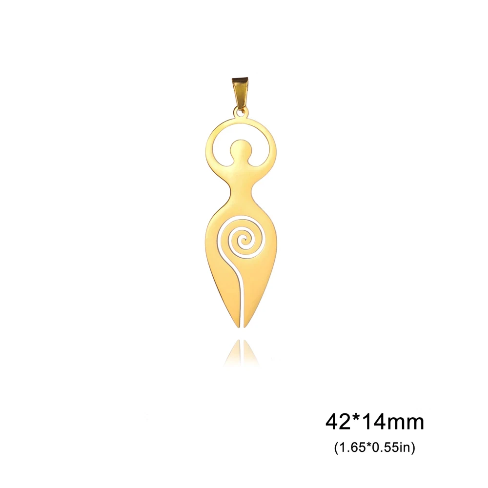 EUEAVAN 1pc Religious Spiral Goddess of Fertility Pendant for Necklace Stainless Steel Wiccan Charms DIY Jewelry Making Supplies