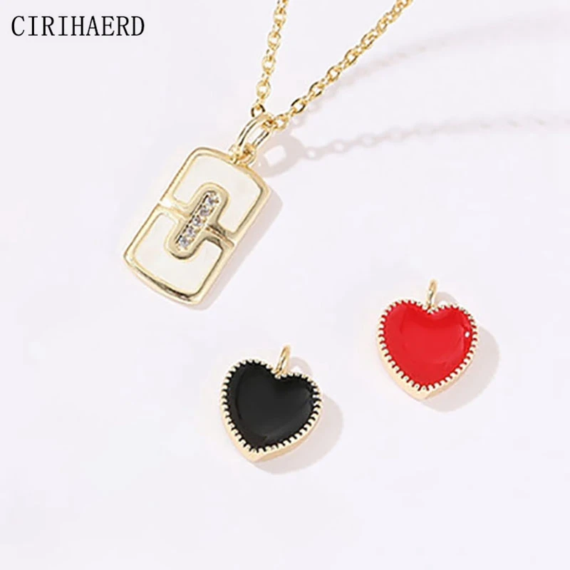 14k Gold Plated Dripping Oil Love Heart Charm Pendant DIY Jewelry Accessories Necklace Bracelet Making Supplies Small Pendants