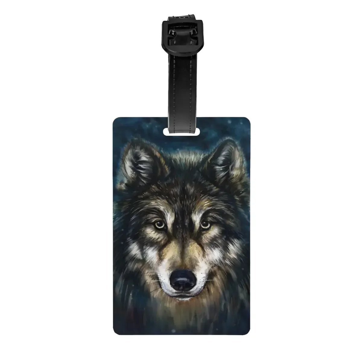 

Custom Animal Wolf Luggage Tag With Name Card Privacy Cover ID Label For Travel Bag Suitcase