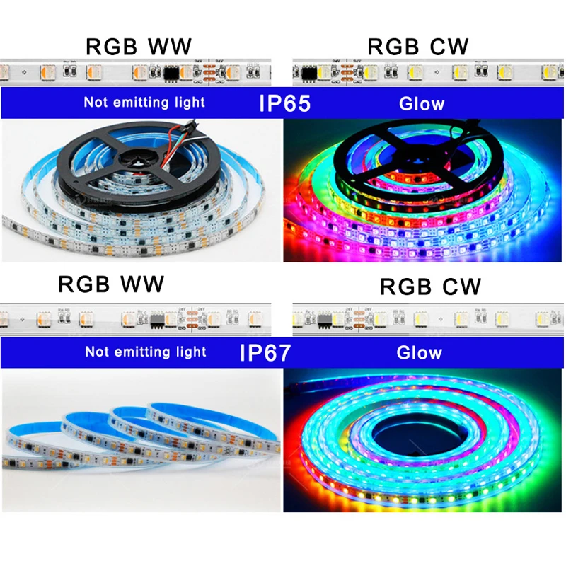 

5m TM1814 SK6812 RGBW RGBWW Led Strip Light 4 Color in 1 Similar WS2812B 60Leds/Pixels/m Addressable IC Led Tape DC12V 24V