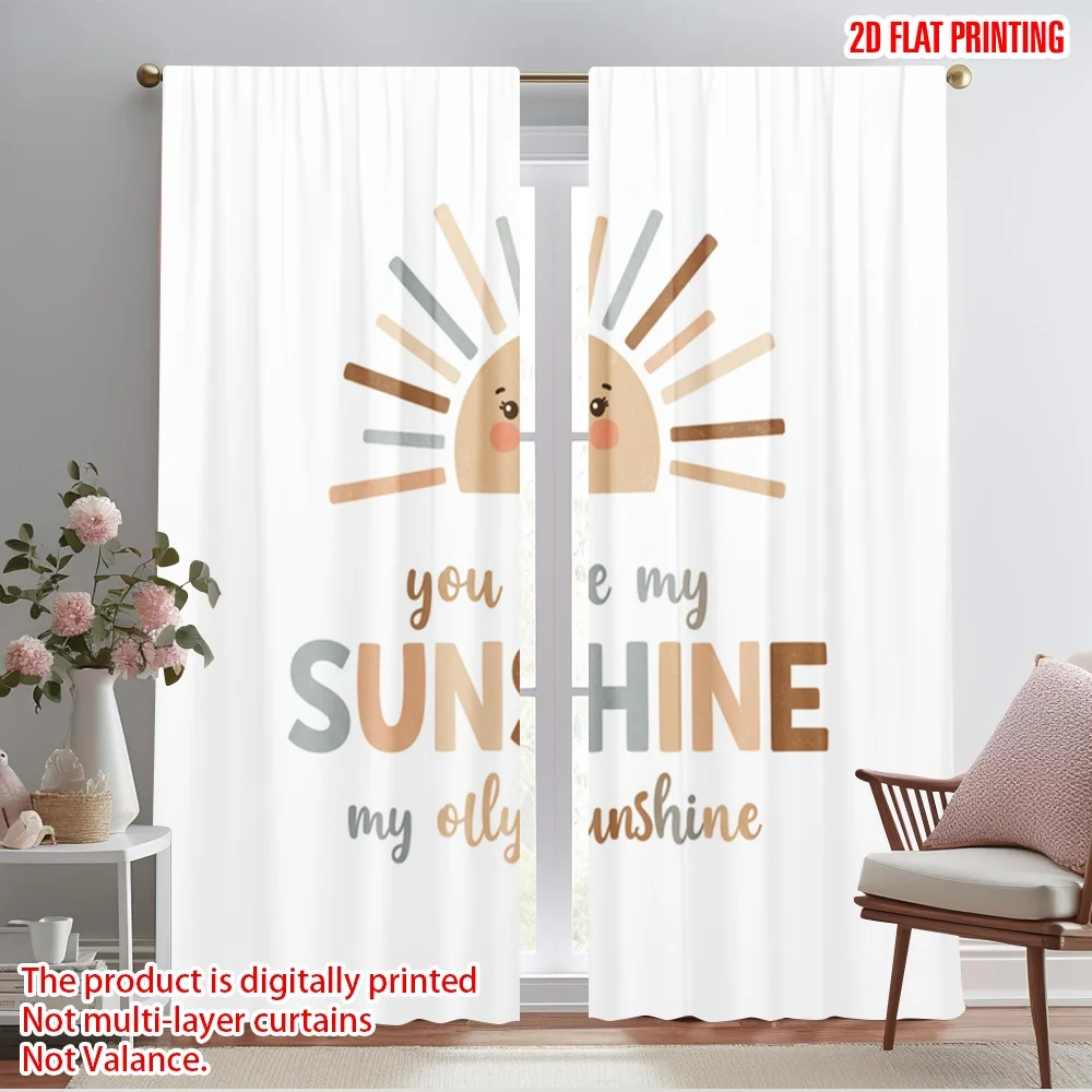 

2pcs 2D flat printing Drapes Cute Sun Sunshine Inspirational Fabric Without Electricity Party Decorations for Photo Booths &