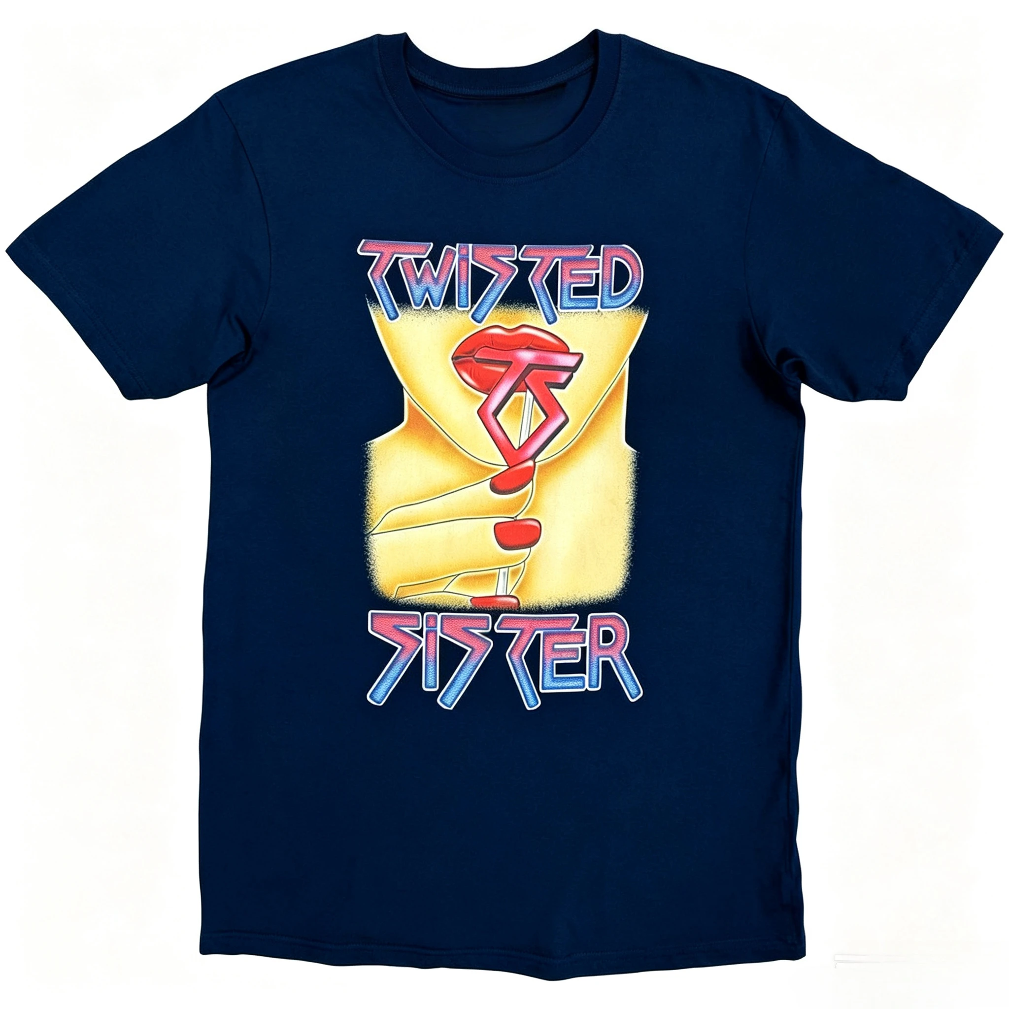 Twisted Sister Classic Lips Lollipop Graphic T-Shirt Vintage 80s Hair Metal Rock Band Unisex Oversized Cotton Tee