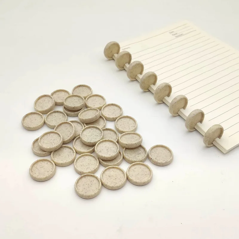 12pcs 24mm Wheat Straw Mushroom Hole Discs Eco-friendly Loose Leaf Notebook Plastic Disc for Diary Book Planner Ring Binder