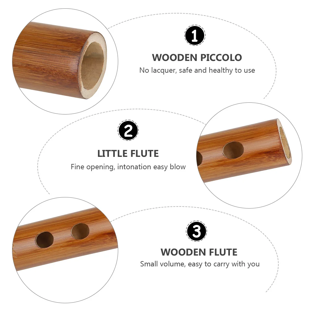 

Bamboo Flute Instrument C Key Traditional Kids Beginner Piccolo Small Wooden Flute Storage Bag Hard Wearing