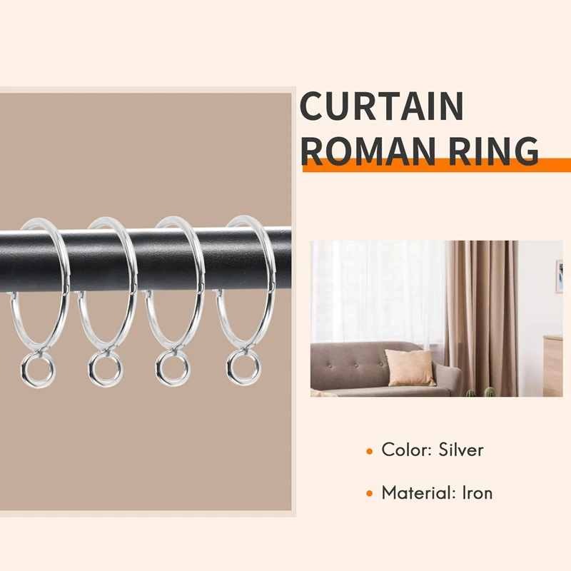

20 шт. открывающиеся серебряные кольца для штор, открывающиеся и закрывающиеся металлические нержавеющие петли для драпировок с петелькой для крючков (1,5 дюйма)-A57M