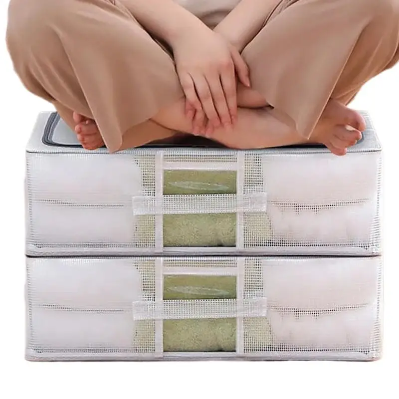 

Штабелируемый ящик для хранения одежды с прозрачной крышкой, большой вместительный ящик для хранения в шкафу для нижнего белья, носков, одеял, органайзера для обуви