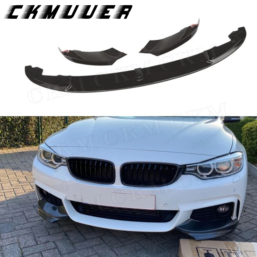 

CKMUUER 3PCS Glossy Black Front Bumper Lip Chin Spoiler Body Kits for BMW 4 Series F32 F36 M Sport 2014+ Side Splitters