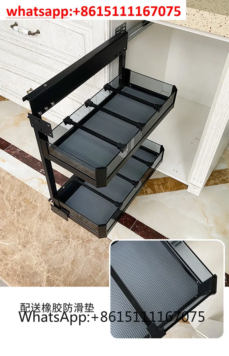 Duoli Side Mount Spice Pull Out Basket, Narrow Drawer Seasoning Storage Rack for Kitchen Cabinet Gap Organizer