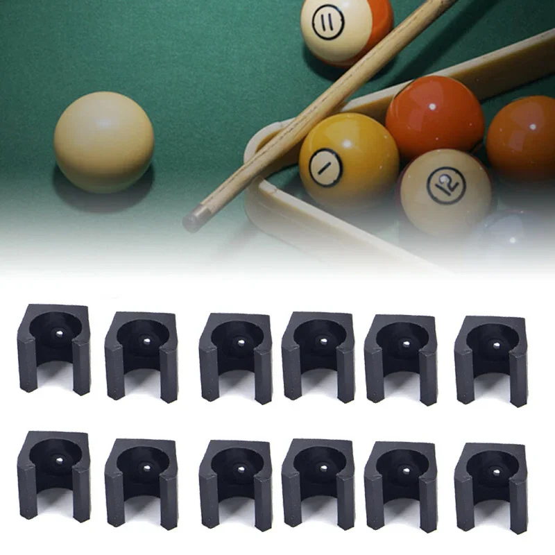 

12pcs Cue Wall Mounted Rack Plastic 1.9*1.8*1.8cm Billiard Cue/Fishing Rod Stick Holder Clips Fishing Accessories