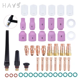 Torche de soudage TIG avec lentille à gaz trapu, kit de coupe en verre haute température, accessoires pratiques durables, WP17, WP18, WP26, TIG 10, 49 pièces