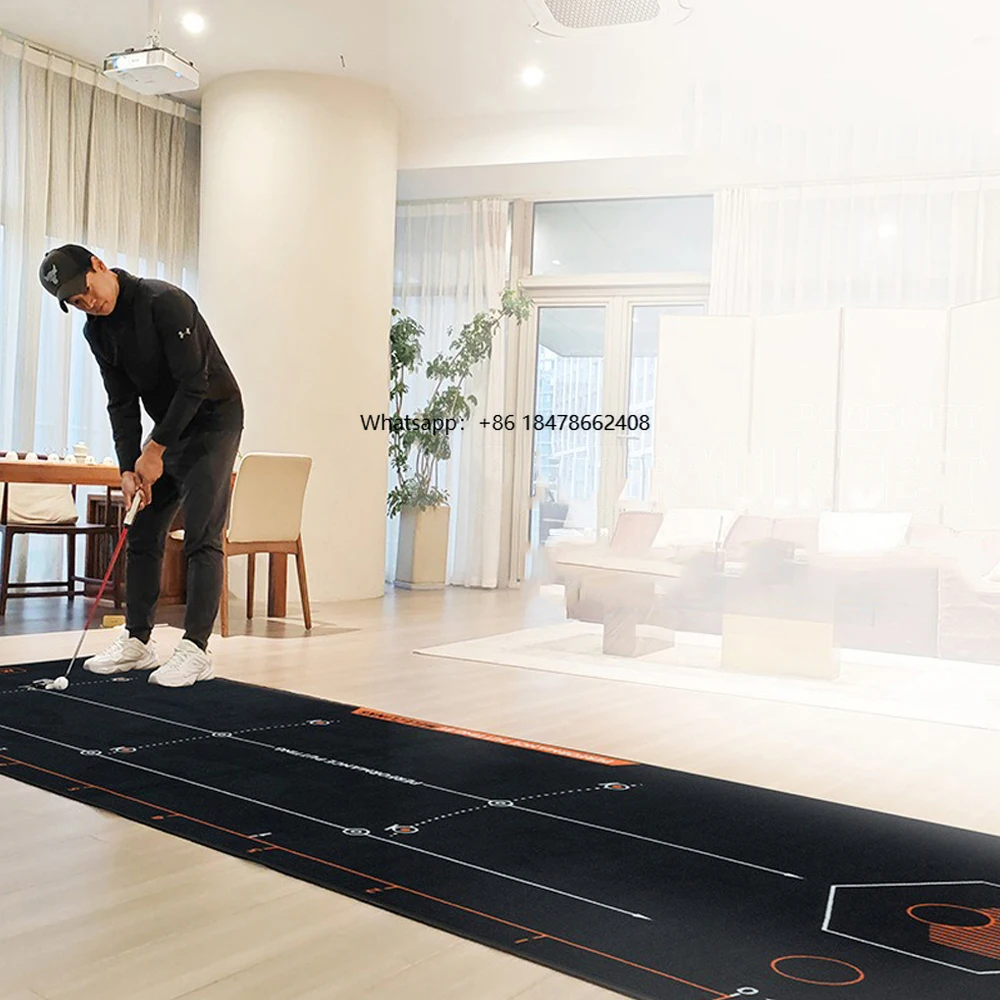 New Arrival Golf Putting Trainer Golf Hitting Mat Antislip Nylon Golf Practice Putting Mats With Teaching Mark Driving Range Mat
