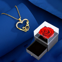100 Languages I Love You Projection Necklaces With Rose Gift Box For Women Girlfriend Stainless Steel Chain Christmas Gifts