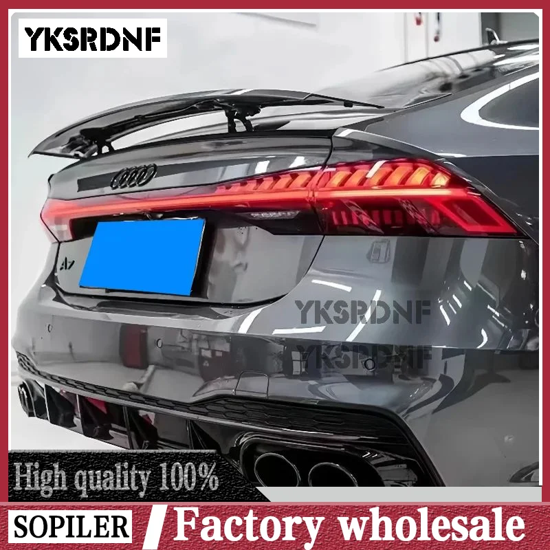 Auto-Heckstoßstangen-Diffusorlippe für Audi A7 Sline 4-Türer 2019 2020, Auto-Heckstoßstangen-Diffusor-Lippenspoiler mit Auspuffspitzen, PP, nicht S7
