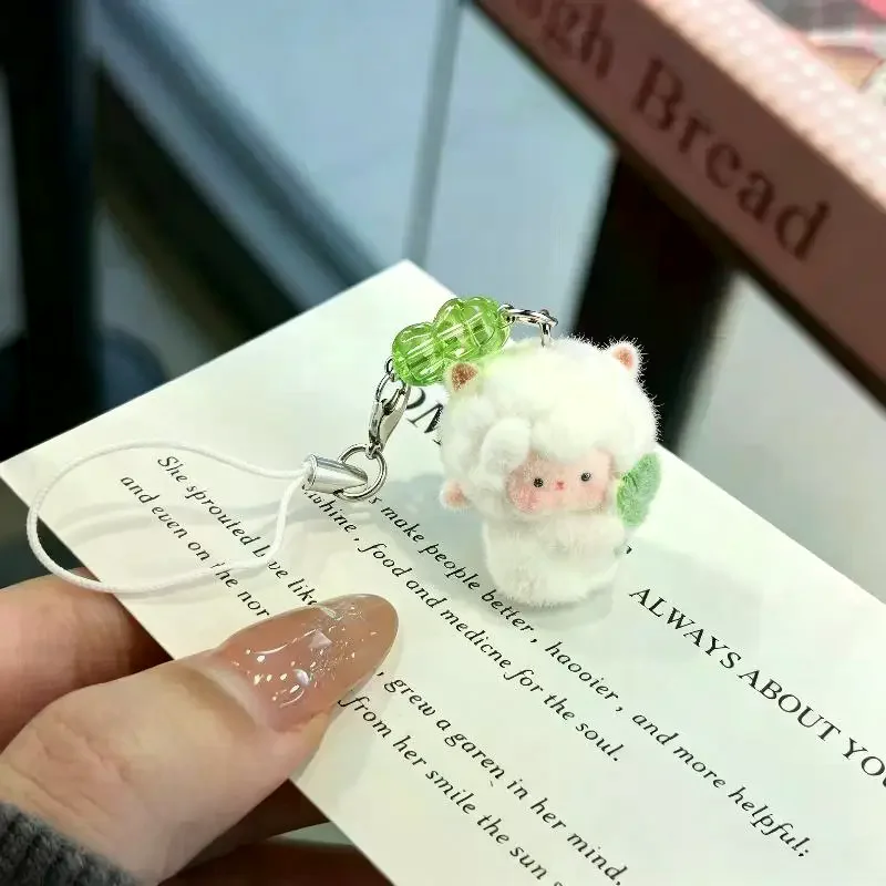 Cute Flocking Sheep Keychain For Women: Mini Lamb Doll Pendant DIY Handmade Bag Charms Phone Strap Car Gifts