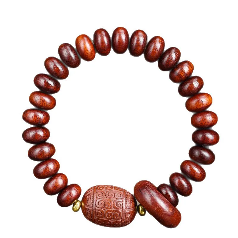 Premium Sandalwood Bracelet DIY Running Ring Spiral Pattern Bead Collectible Unisex Single Loop Jewelry Holiday Gift Giving